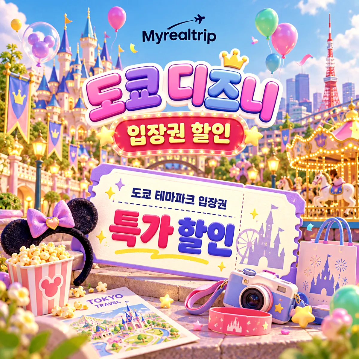 마이리얼트립 도쿄 디즈니 입장권과 도쿄 투어 쿠폰